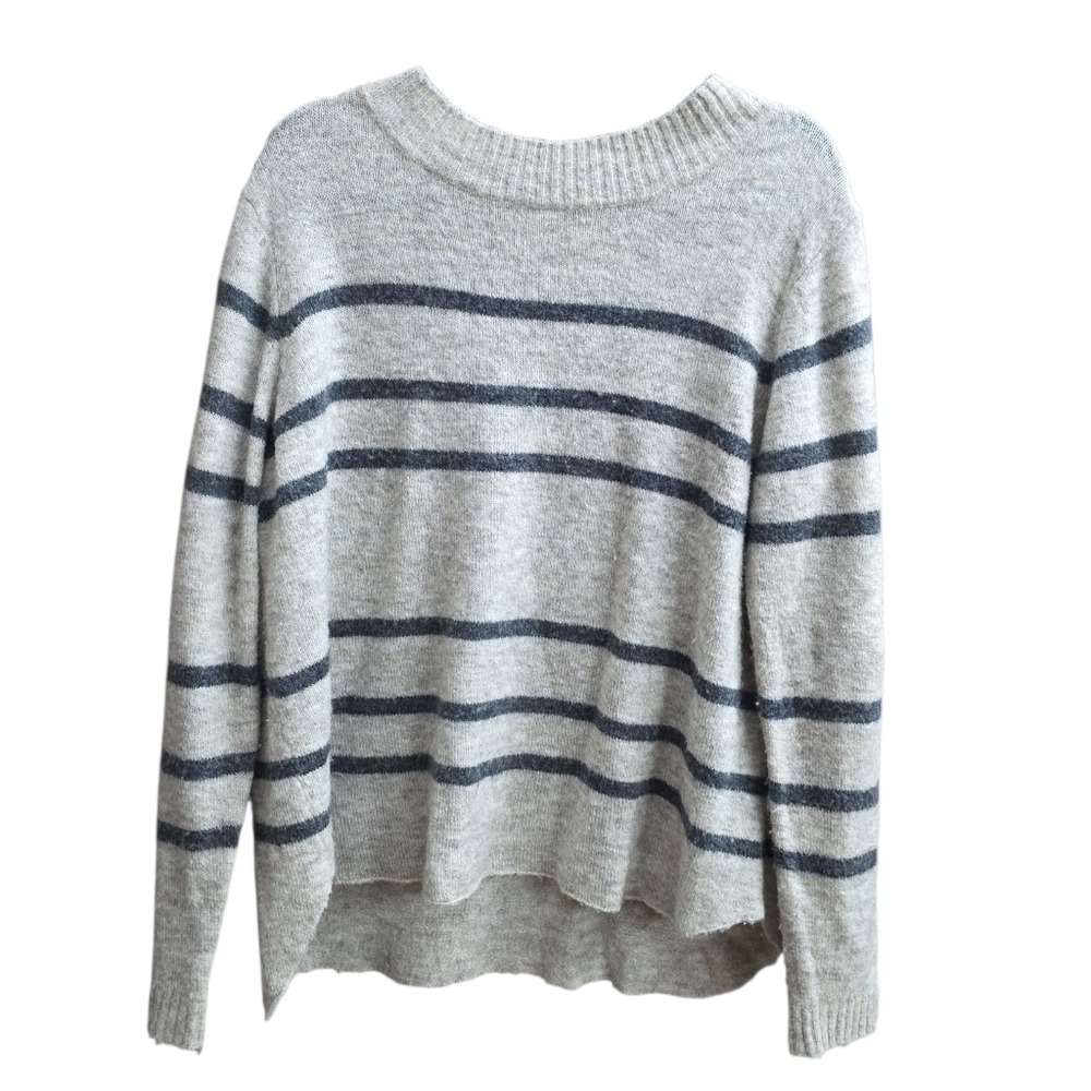 Cozy Gray Striped Women's Sweater